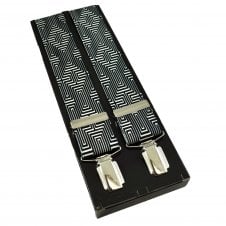 Black & White Maze Pattern Men's Trouser Braces