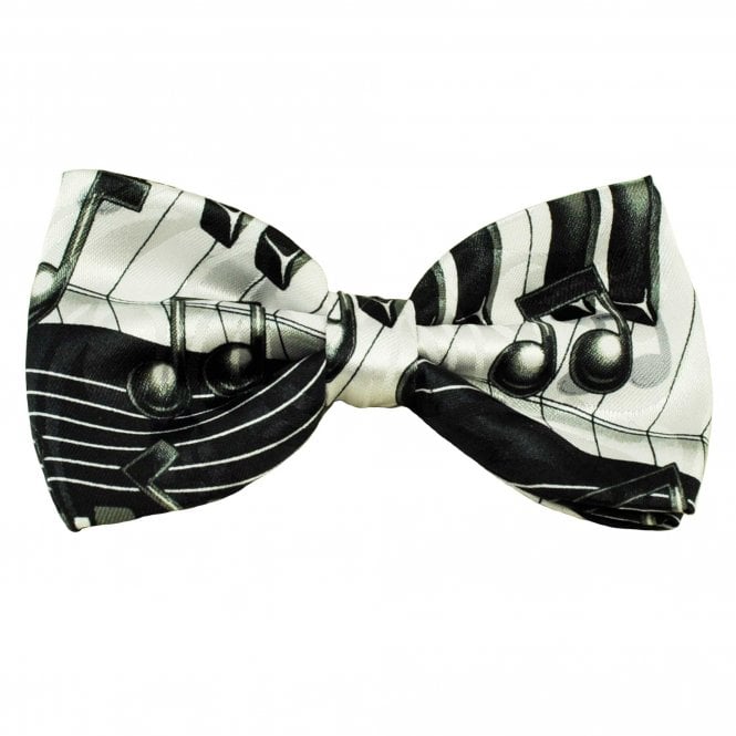 Black & White Music Notes Crochet & Quaver Men's Bow Tie