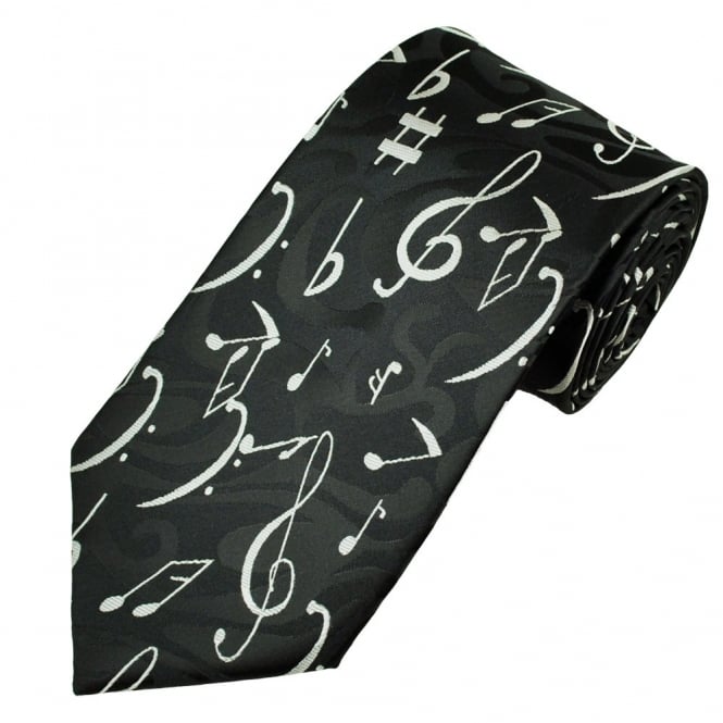 Black & White Music Notes Novelty Tie