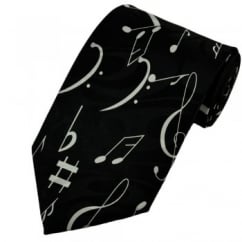 Black & White Music Notes & Symbols Novelty Tie