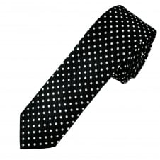 Black & White Polka Dot Boys Skinny Tie