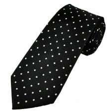 Black & White Polka Dot Men's Extra Long Tie