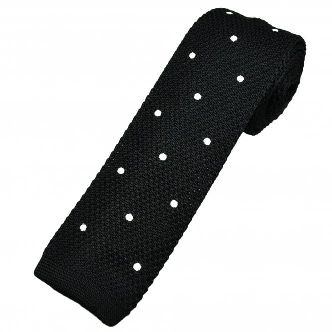 Black & White Polka Dot Men's Knitted Tie