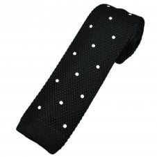 Black & White Polka Dot Men's Knitted Tie