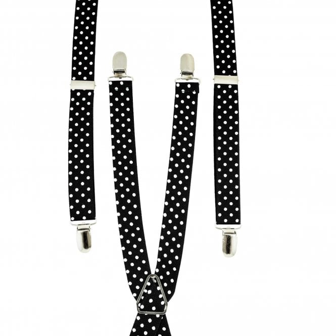 Black & White Polka Dot Men's Skinny Trouser Braces