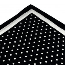 Black & White Polka Dot Pocket Square Handkerchief - Cotton Silk Blend