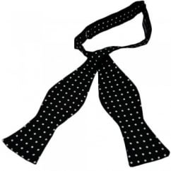 Black & White Polka Dot Self-Tie Silk Bow Tie