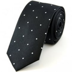 Black & White Polka Dot Silk Skinny Tie