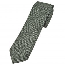 Black & White Prince of Wales Check Wool Blend Men's Tie by Lupi Romani