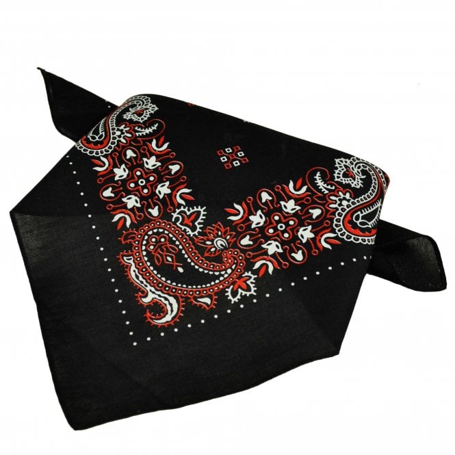 Black, White & Red Paisley Patterned Bandana Neckerchief
