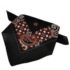 Black, White & Red Paisley Patterned Bandana Neckerchief