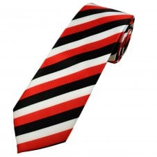 Black, White & Red Striped Men's Tie