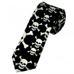 Black & White Skull & Crossbones Skinny Tie