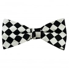 Black & White Square Patterned Men's Silk Bow Tie