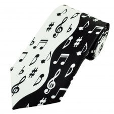 Black & White Yin Yang Music Notes Men's Novelty Tie