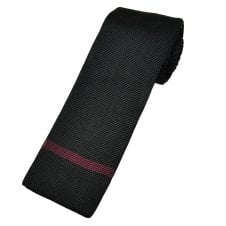 Black with Burgundy Horizontal Stripe Men's Knitted Tie