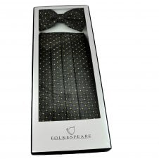 Black with Gold Lurex Pattern Luxury Bow Tie & Cummerbund Gift Boxed Set