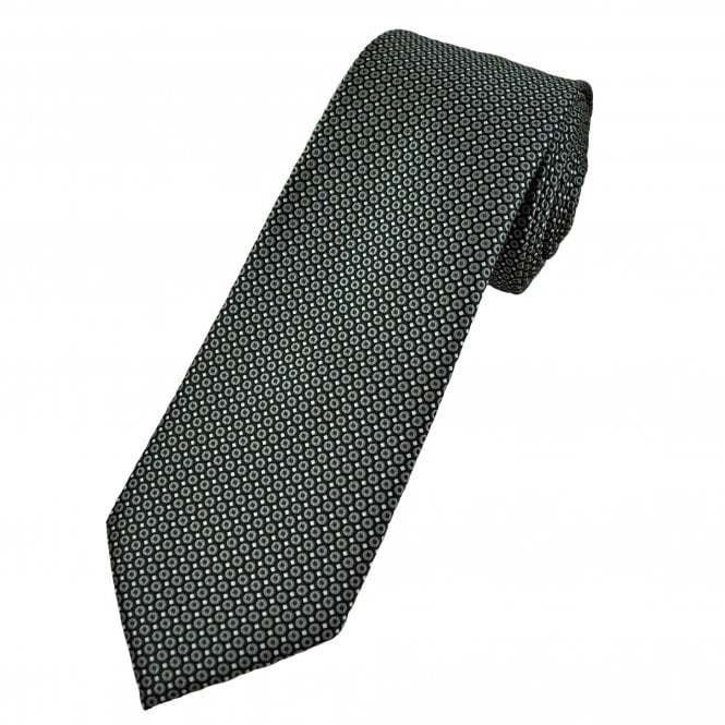 Black with Grey Circles & Silver Micro Woven Pattern Men's Tie