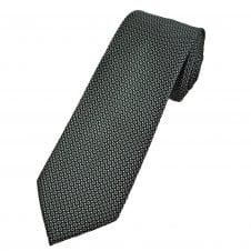 Black with Grey Circles & Silver Micro Woven Pattern Men's Tie
