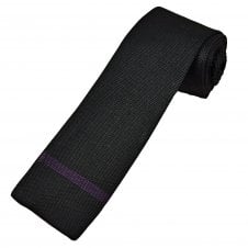 Black with Purple Horizontal Stripe Men's Knitted Tie