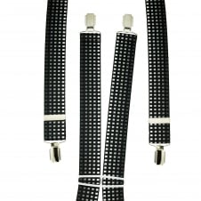 Black With Shades Of Grey Square Patterned Men's Trouser Braces