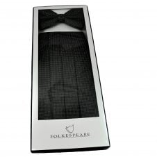 Black with Silver Lurex Dot Pattern Luxury Bow Tie & Cummerbund Gift Boxed Set