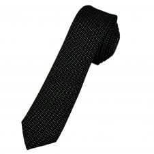 Black with Silver Lurex Pattern Men's Silk Skinny Tie