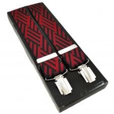 Blood Red & Black Patterned Luxury Men's Trouser Braces