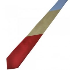 Blue, Beige & Wine Red Striped Narrow Tie