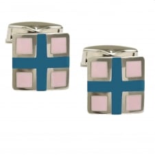 Blue Cross & Lilac Square Cufflinks