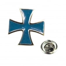 Blue Maltese Cross Lapel Pin Badge