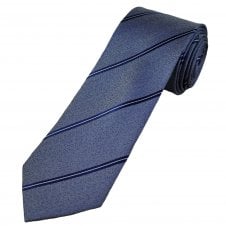 Blue, Navy & White Striped Luxury Silk Men's Tie