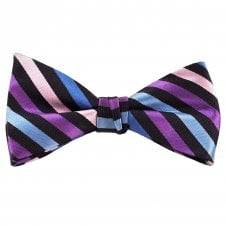Blue, Purple & Pink Striped Men's Silk Bow Tie