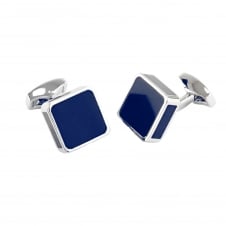 Blue & Silver Square Enamel Cufflinks