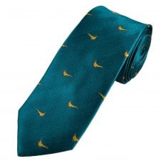 Blue Standing Pheasant Men's Silk Country Tie