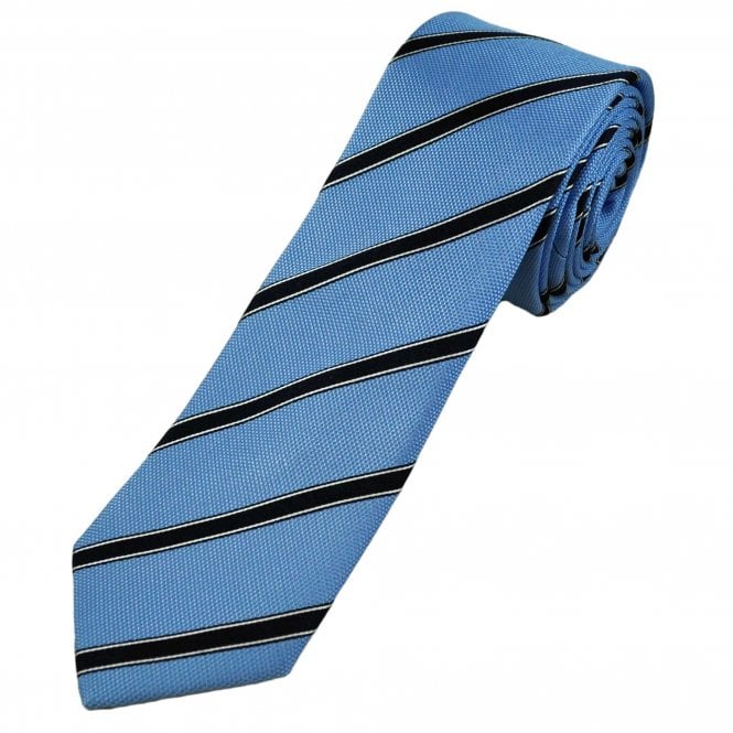Blue, White & Navy Striped Luxury Silk Men's Tie