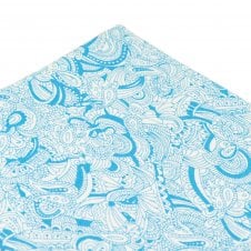 Blue & White Paisley Patterned Cotton Pocket Square Handkerchief