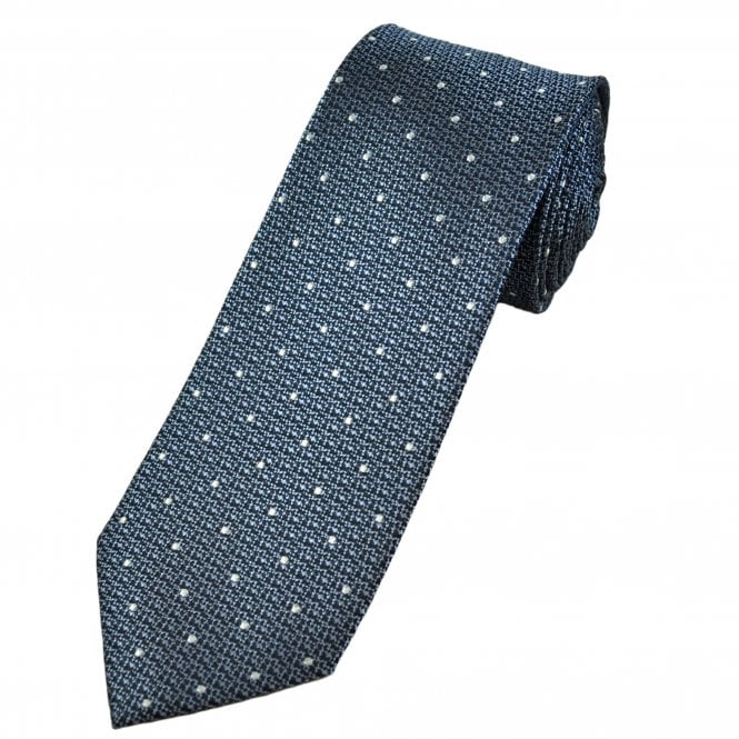 Blue & White Polka Dot Luxury Silk Men's Tie