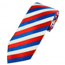 Blue, White & Red Striped Men's Tie