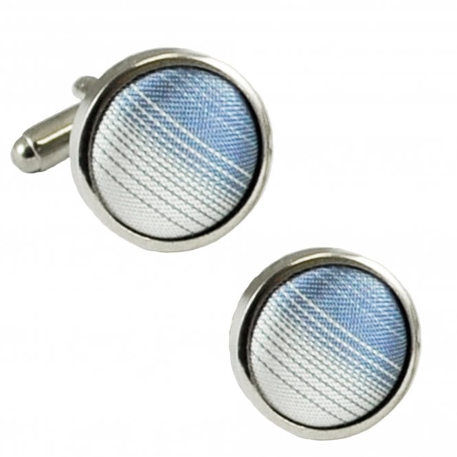 Blue & White Striped Cufflinks