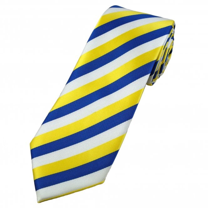 Blue, White & Yellow Striped Men's Tie