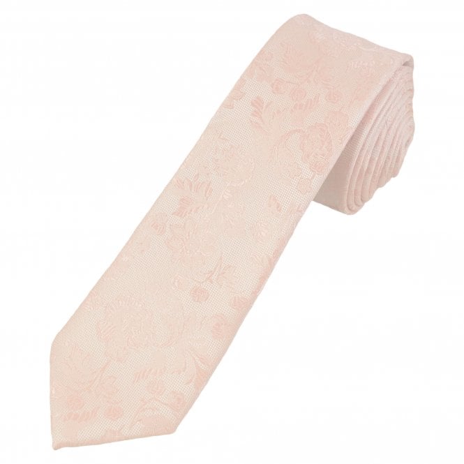 Blush Floral Pattern Men's Skinny Tie