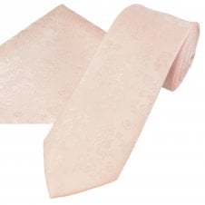 Blush Floral Pattern Men's Tie & Pocket Square Handkerchief Set
