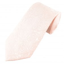 Blush Pink Paisley Pattern Men's Extra Long Tie
