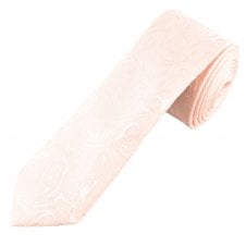 Blush Pink Paisley Pattern Men's Skinny Tie