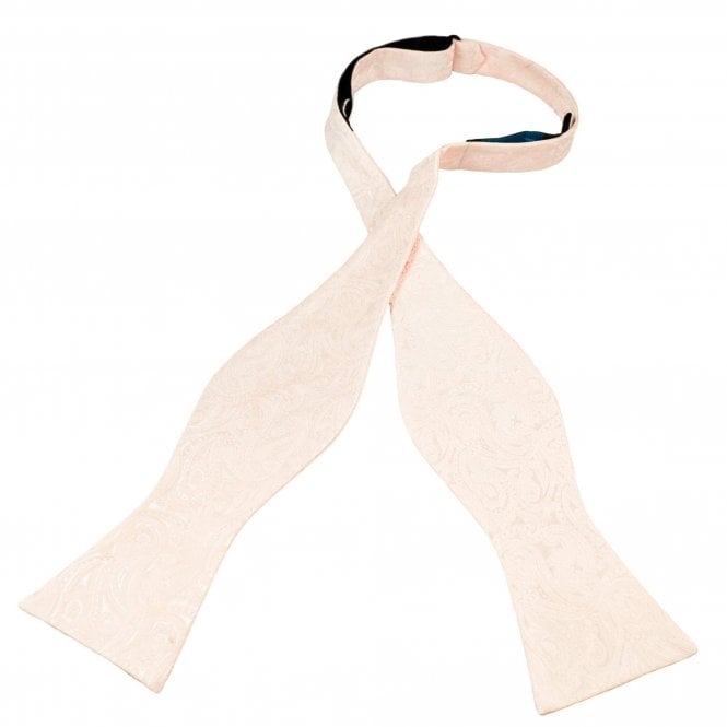 Blush Pink Paisley Patterned Self Tie Bow Tie