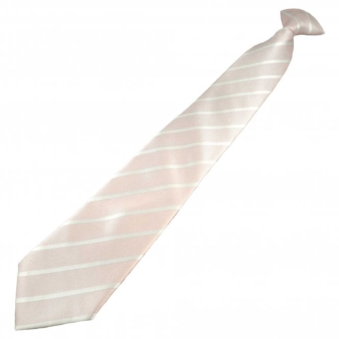 Blush Rose Pink & White Striped Men's Clip On Tie
