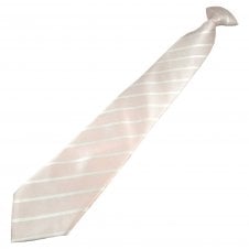 Blush Rose Pink & White Striped Men's Clip On Tie