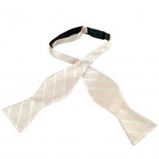 Blush Rose Pink & White Striped Men's Self Tie Bow Tie
