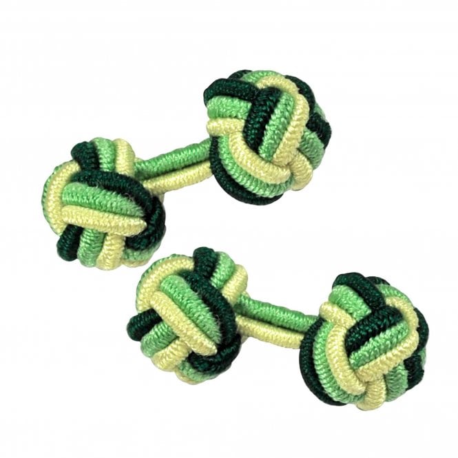 Bottle Green, Avocado Green & Lemon Elastic Knot Cufflinks